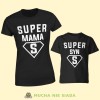 super mama super syn, zestaw czarnych koszulek dla mamy i syna, na prezent, fajne koszulki, mucha nie siada, rodzina.jpg