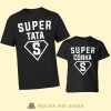 super tata super córka, zestaw czarnych koszulek dla taty i córki, na prezent, fajne koszulki, mucha nie siada, rodzina.jpg
