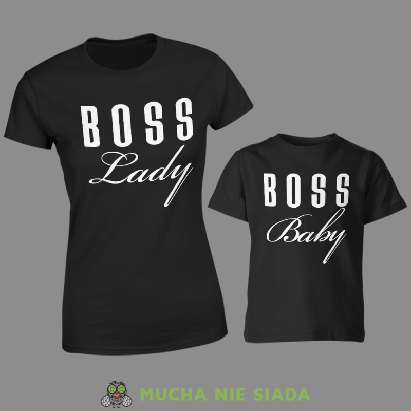 boss lady boss baby, zestaw czarnych koszulek dla mamy i córki, na prezent, fajne koszulki, mucha nie siada, rodzina.jpg
