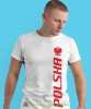 Polska, Orzeł Polski, nadruk w pionie, biała męska koszulka z nadrukiem, koszulka kibica, koszulki z grafiką patriotyczną, na prezent, koszulka Polska, koszulki Polski.jpg