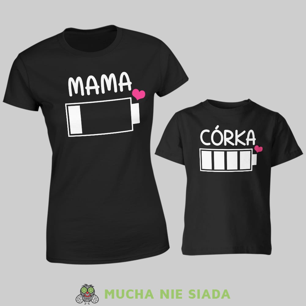 Koszulki dla dla mamy i córki - Mama córka bateria