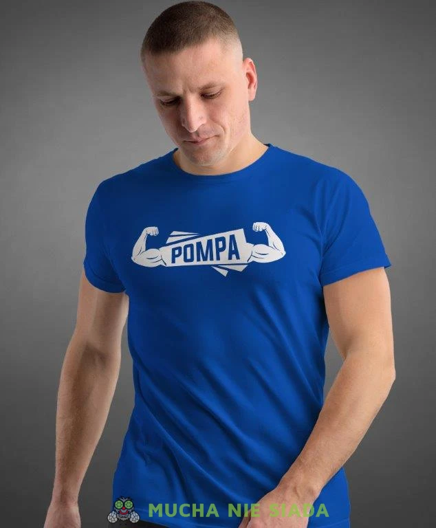 pompa, niebieska koszulka na siłownię, męska koszulka, koszulka sportowa, na sport, gym, na siłownię.jpg