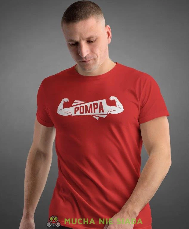 pompa, czerwona koszulka na siłownię, męska koszulka, koszulka sportowa, na sport, gym, na siłownię.jpg
