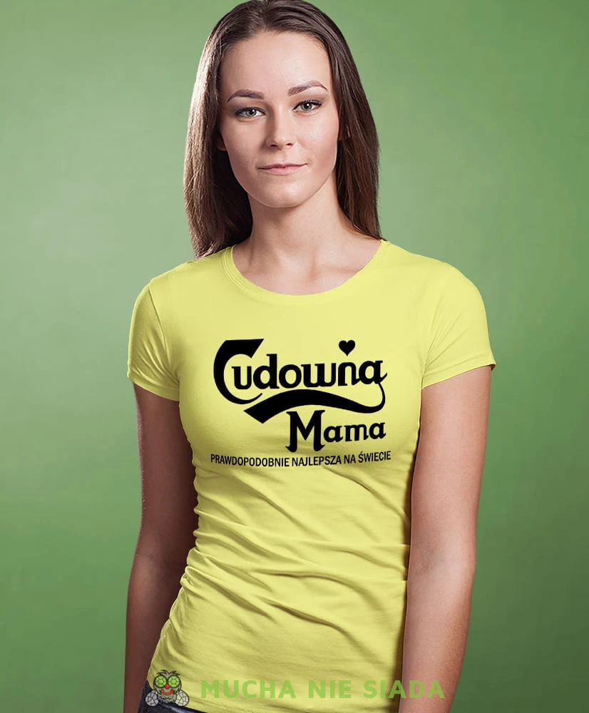 Cudowna Mama, żółta koszulka dla mamy, mama, na prezent dla mamy, na prezent, koszulki dla mamy, dzień matki, mucha nie siada.jpg