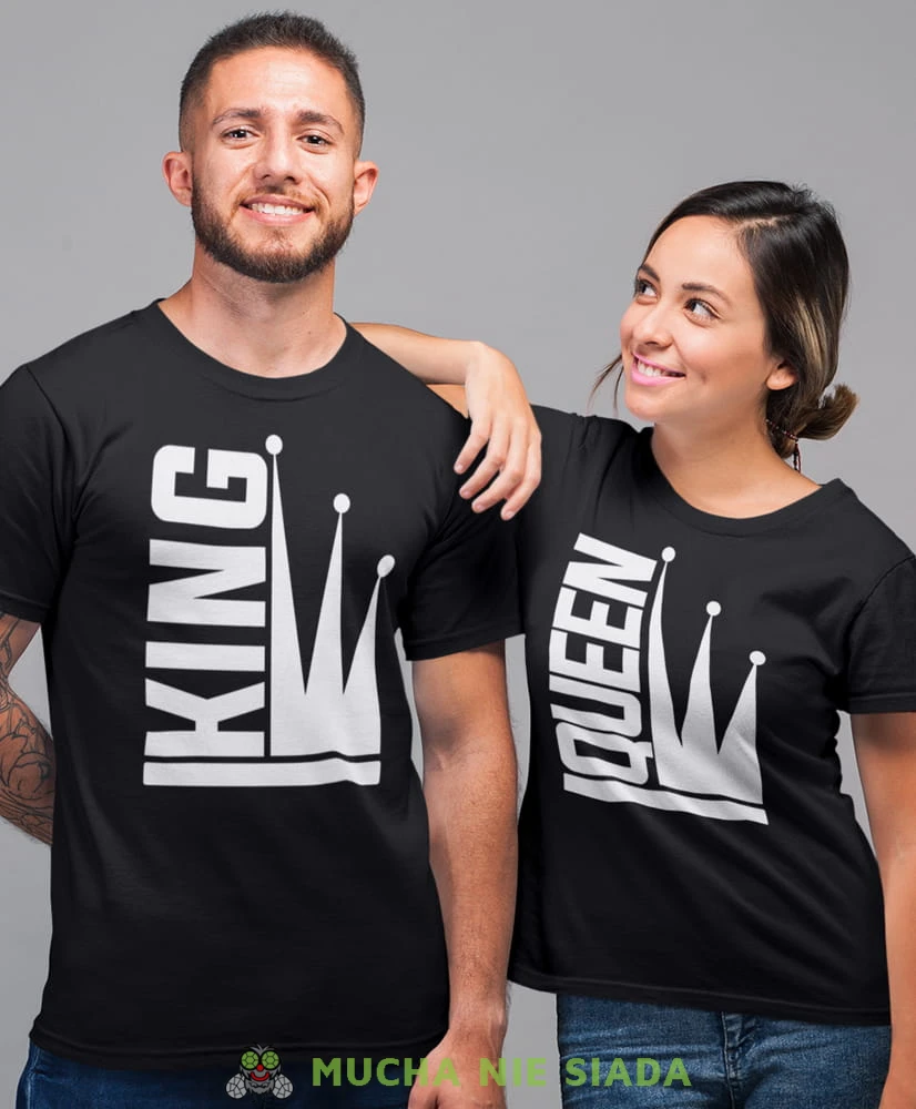 king queen korona, czarne koszulki dla par, walentynkin na prezent dla niego, na prezent dla niej.jpg