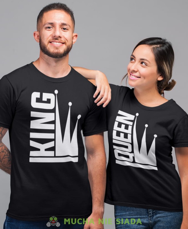 king queen korona, czarne koszulki dla par, walentynkin na prezent dla niego, na prezent dla niej.jpg