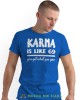 karma is like 69 you get what you give, niebieska męska koszulka z nadrukiem na co dzień, na prezent, fajna koszulka.jpg