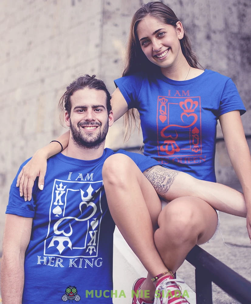 i am his queen, i am her king, niebieskie koszulki dla par, walentynkin na prezent dla niego, na prezent dla niej.jpg