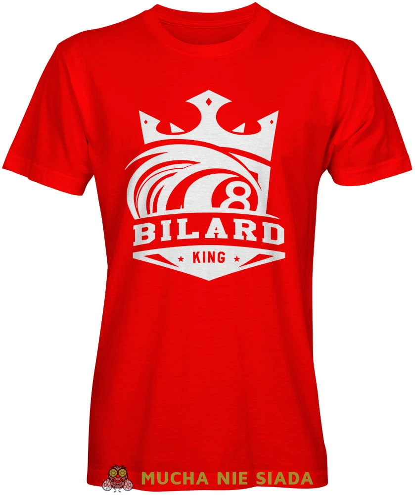 bilard king korona, męska czerwona koszulka, koszulka dla bilardzisty, koszulka na bilard, dla chłopaka, dla męża, dla niego, na prezent, mucha nie siada, mns.jpg
