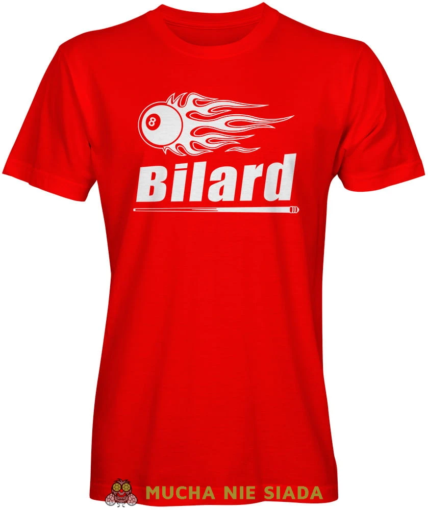 bilard hot ball, męska czerwona koszulka, koszulka dla bilardzisty, koszulka na bilard, dla chłopaka, dla męża, dla niego, na prezent, mucha nie siada, mns.jpg