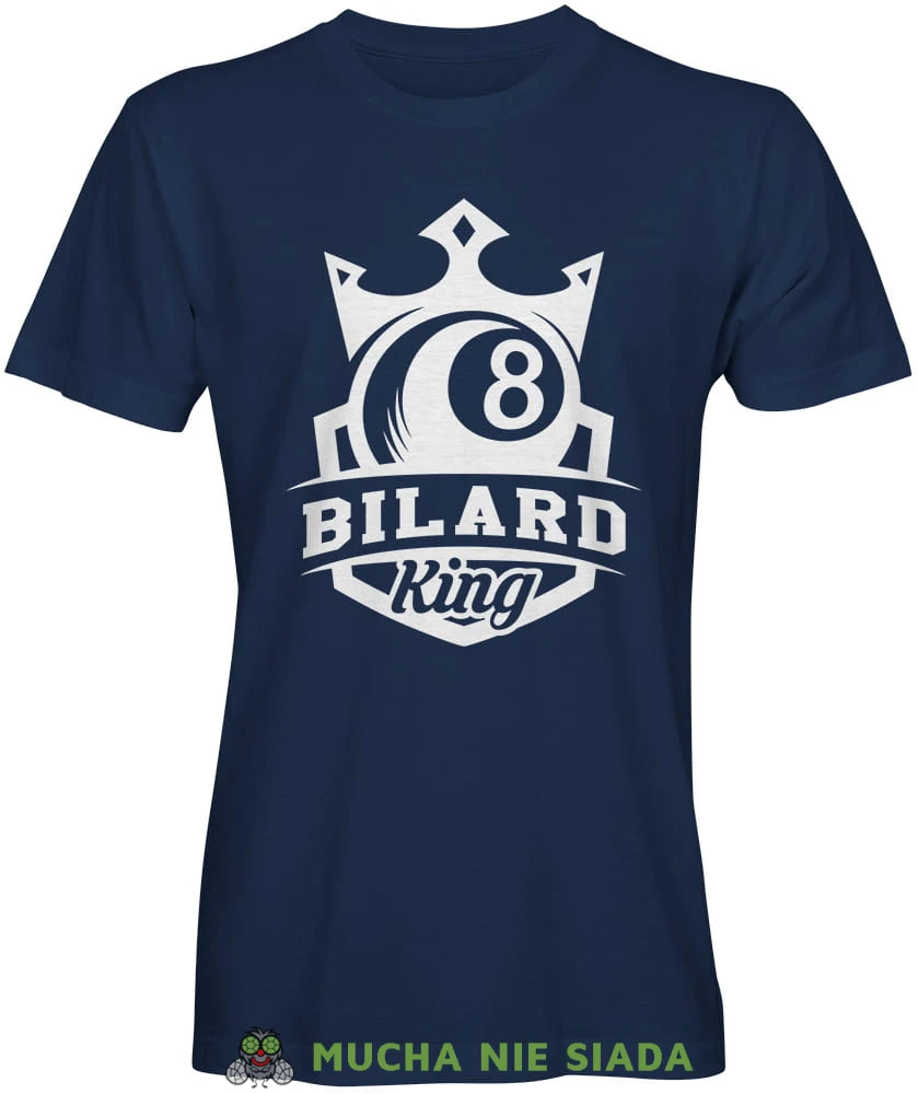 bilard king, męska granatowa koszulka, koszulka dla bilardzisty, koszulka na bilard, dla chłopaka, dla męża, dla niego, na prezent, mucha nie siada, mns.jpg