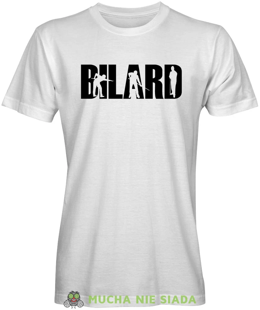bilard bilardziści, męska biała koszulka,  koszulka dla bilardzisty, koszulka na bilard, dla chłopaka, dla męża, dla niego, na prezent, mucha nie siada, mns.jpg