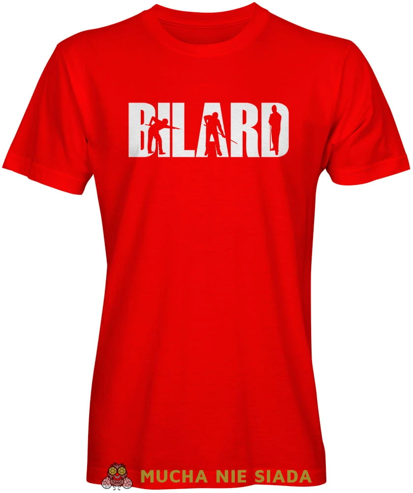 bilard bilardziści, męska czerwona koszulka,  koszulka dla bilardzisty, koszulka na bilard, dla chłopaka, dla męża, dla niego, na prezent, mucha nie siada, mns.jpg