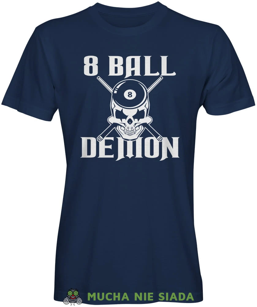 8 ball demon, męska granatowa koszulka,  koszulka dla bilardzisty, koszulka na bilard, dla chłopaka, dla męża, dla niego, na prezent, mucha nie siada, mns.jpg