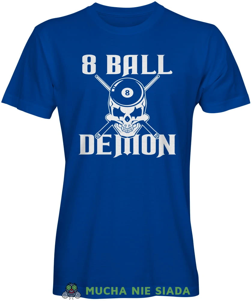 8 ball demon, męska niebieska koszulka,  koszulka dla bilardzisty, koszulka na bilard, dla chłopaka, dla męża, dla niego, na prezent, mucha nie siada, mns.jpg