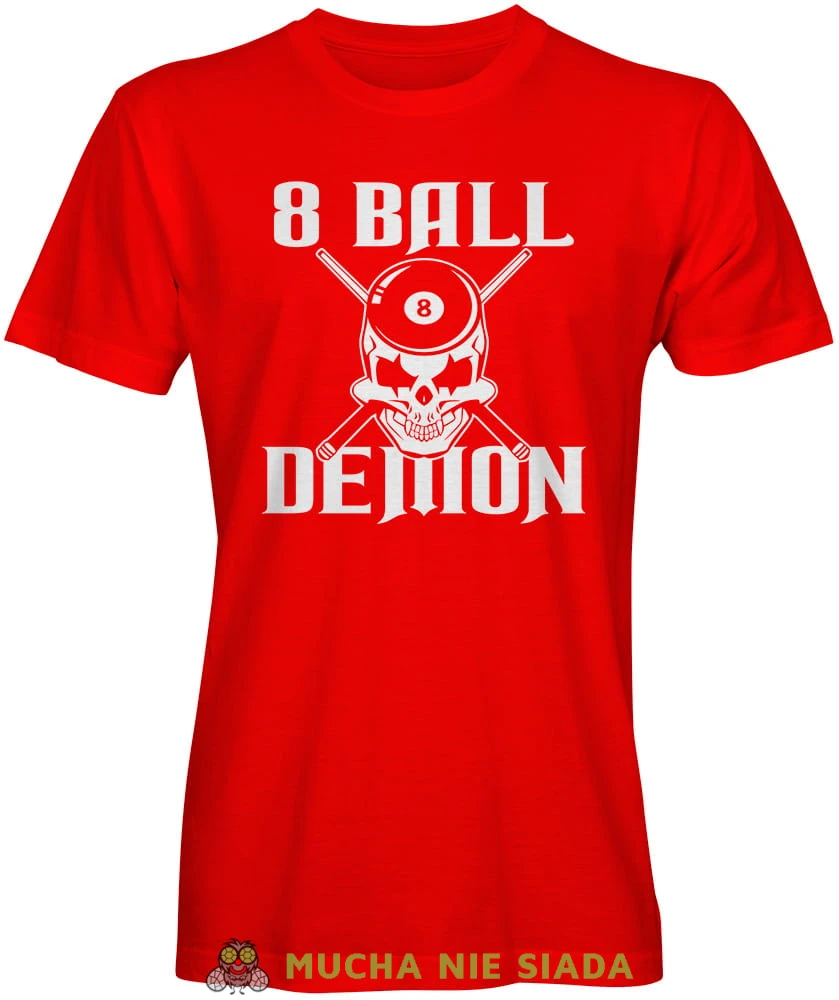 8 ball demon, męska czerwona koszulka,  koszulka dla bilardzisty, koszulka na bilard, dla chłopaka, dla męża, dla niego, na prezent, mucha nie siada, mns.jpg