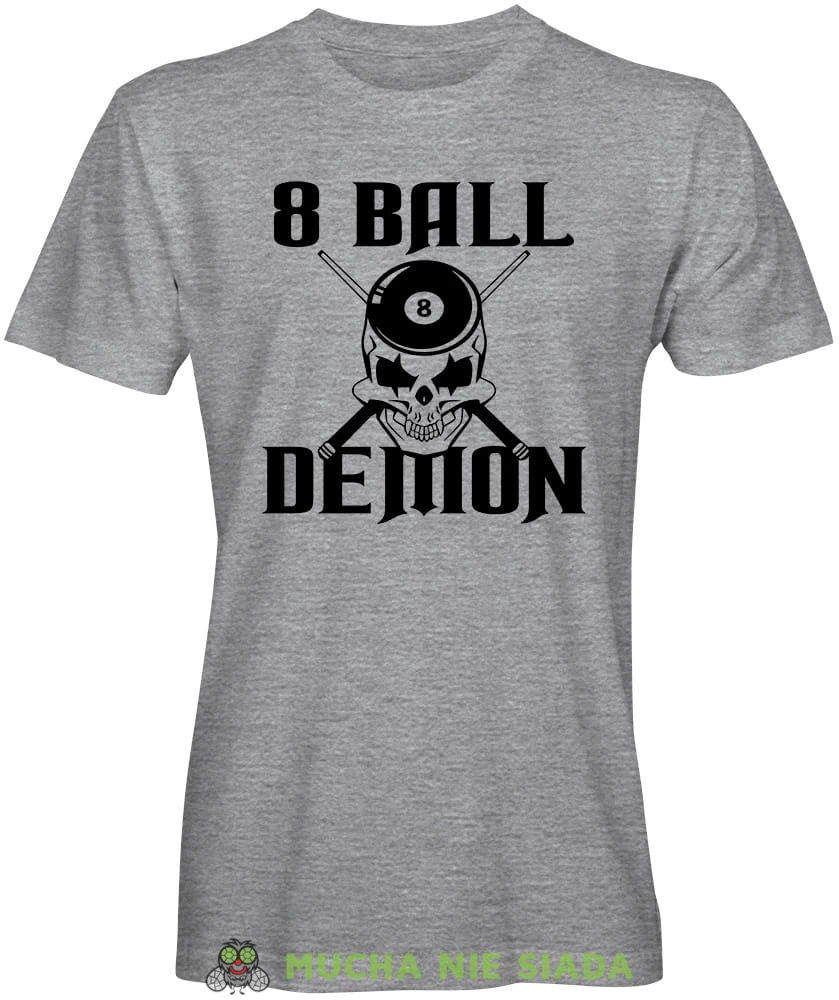 8 ball demon, męska szara koszulka,  koszulka dla bilardzisty, koszulka na bilard, dla chłopaka, dla męża, dla niego, na prezent, mucha nie siada, mns.jpg