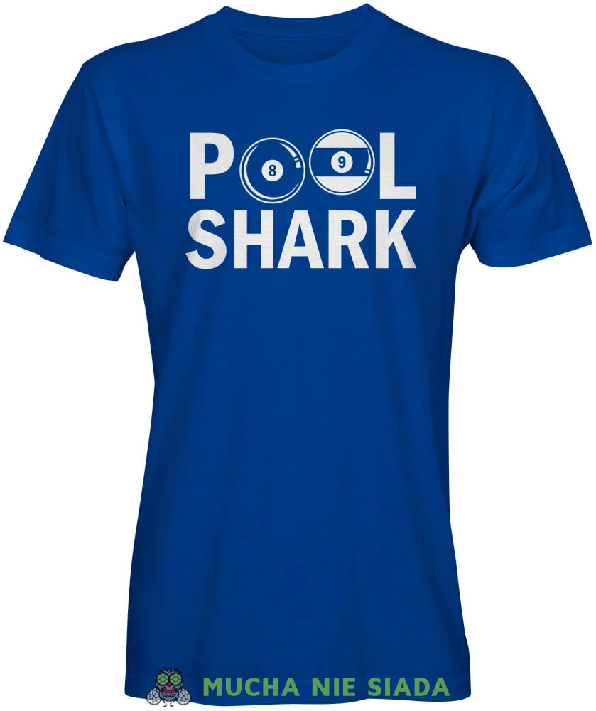 Pool Shark, męska niebieska koszulka, koszulki dla bilardzistów, koszulka dla bilardzisty, koszulka na bilard, dla chłopaka, dla męża, dla niego, na prezent, na urodziny, mucha nie siada, mns.jpg