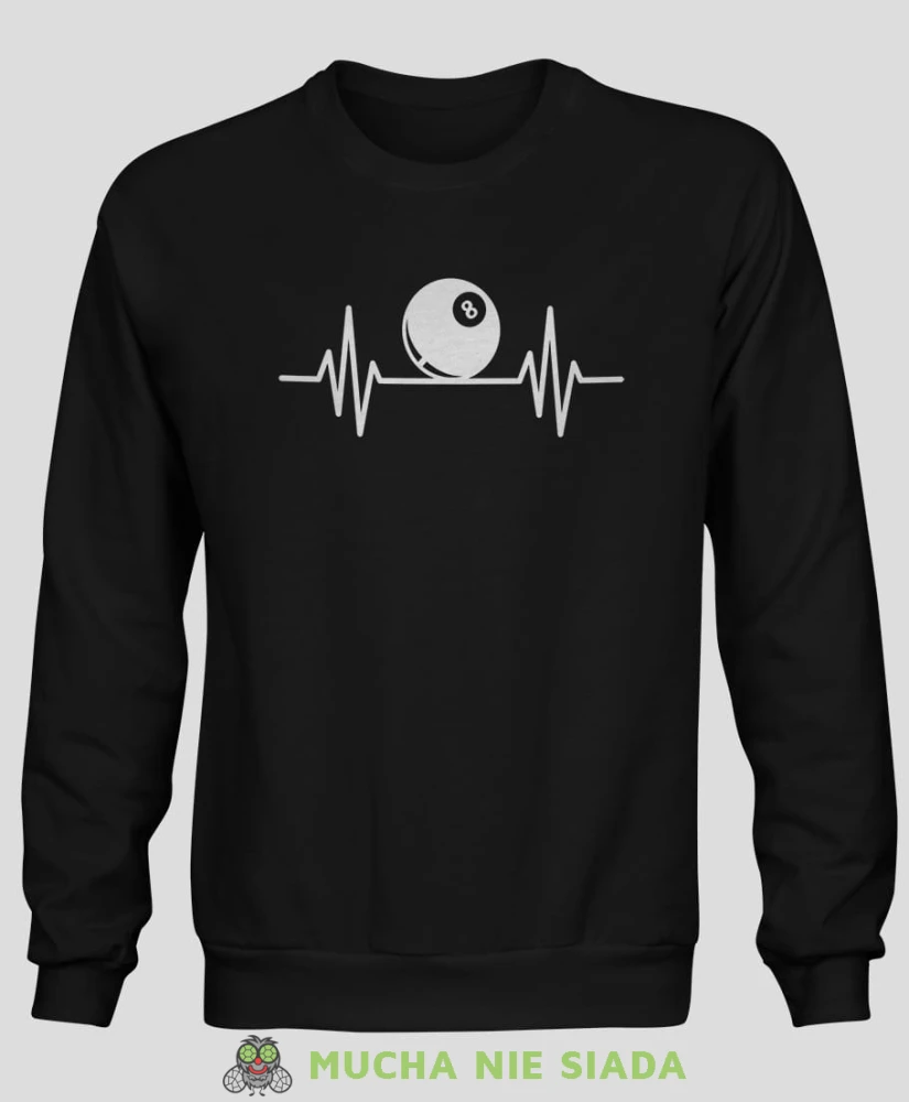 bila bicie serca, męska czarna bluza bez kaptura, bluza dla bilardzisty, bluza na bilard, mucha nie siada.jpg