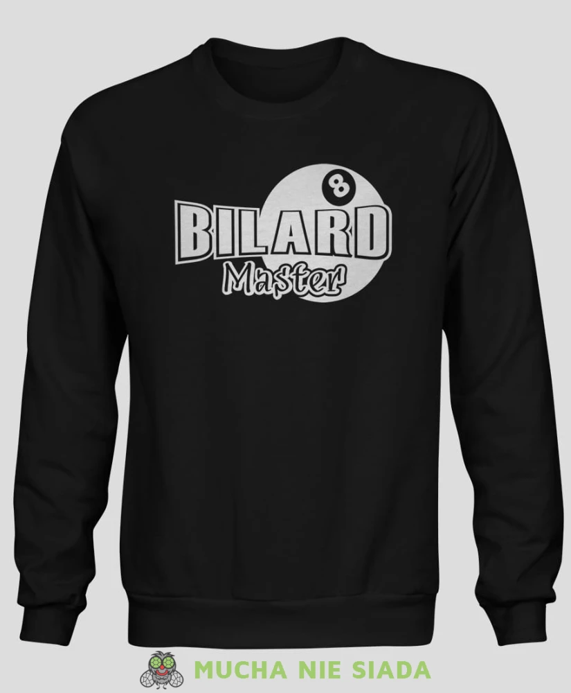 Bilard Master, męska czarna bluza bez kaptura, bluza dla bilardzisty, bluza na bilard, mucha nie siada.jpg
