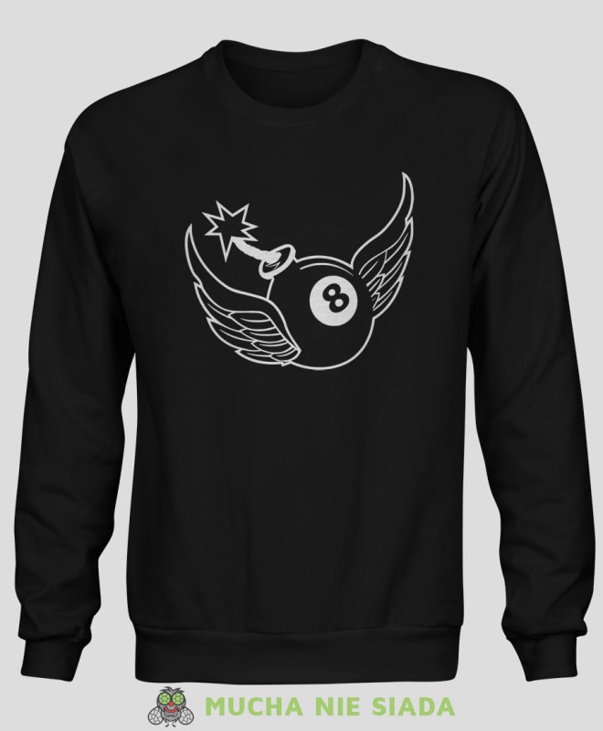 bombowa bila, męska czarna bluza bez kaptura, bluza dla bilardzisty, bluza na bilard, mucha nie siada.jpg