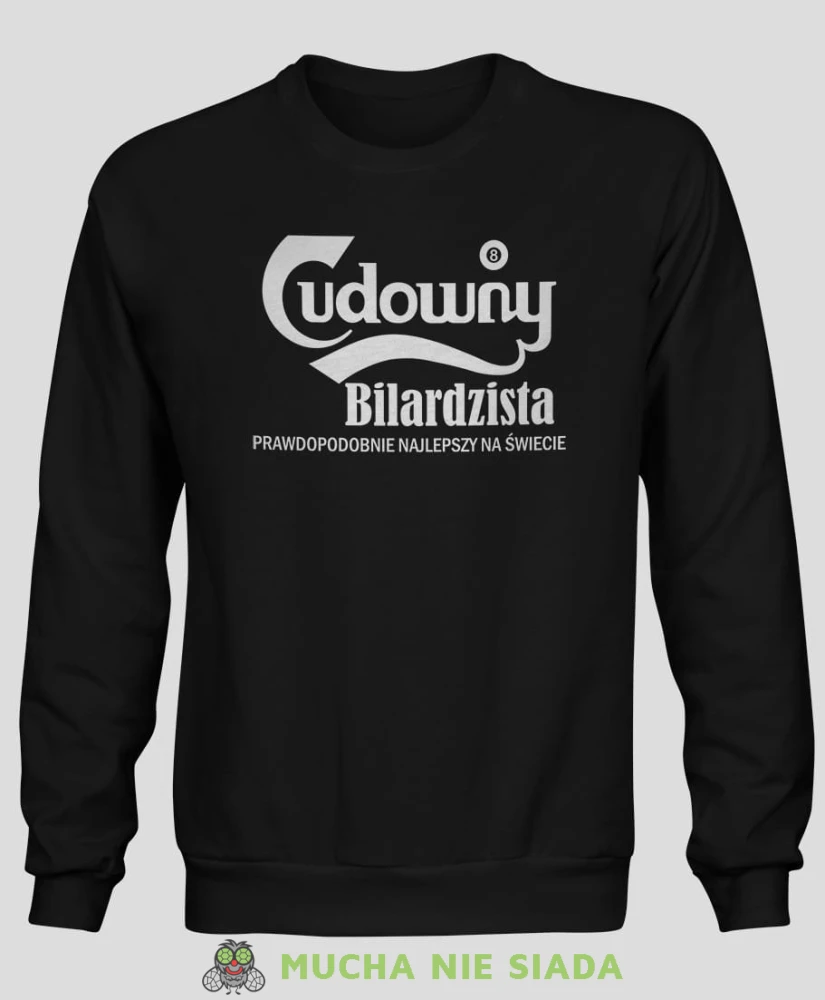 cudowny bilardzista, męska czarna bluza bez kaptura, bluza dla bilardzisty, bluza na bilard, mucha nie siada.jpg