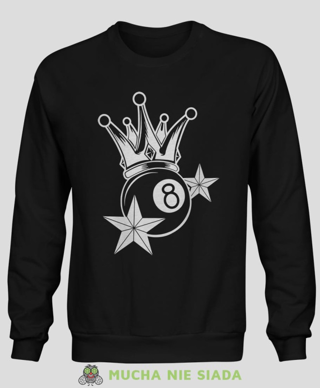 królewska bila, męska czarna bluza bez kaptura, bluza dla bilardzisty, bluza na bilard, mucha nie siada.jpg