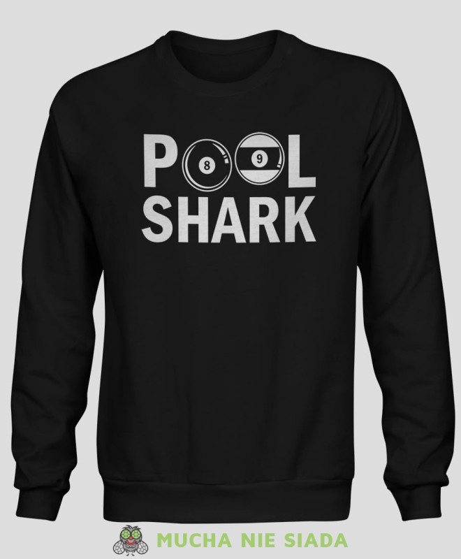 pool shark, męska czarna bluza bez kaptura, bluza dla bilardzisty, bluza na bilard, mucha nie siada.jpg