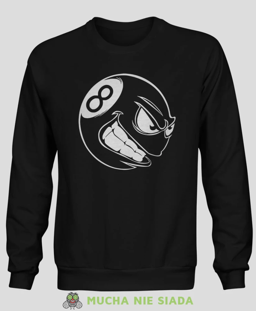 zła bila, męska czarna bluza bez kaptura, bluza dla bilardzisty, bluza na bilard, mucha nie siada.jpg