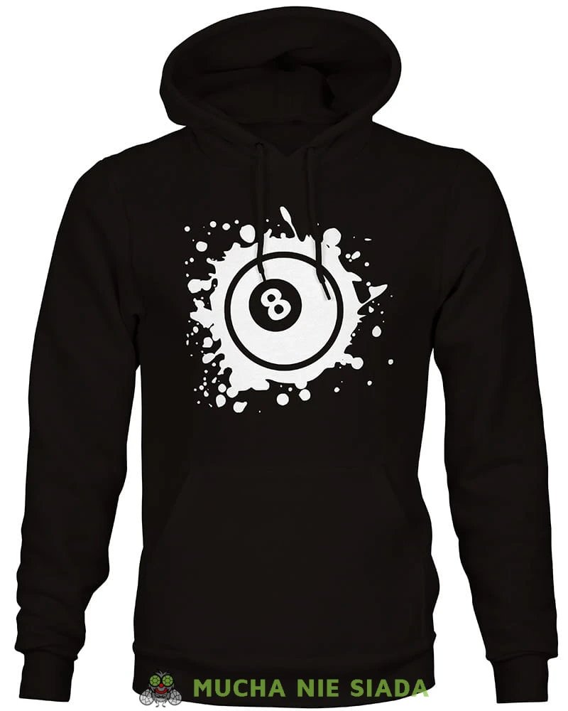 bila nr 8, męska czarna bluza z kapturem, bluzy dla bilardzistów, bluza dla bilardzisty, bluza na bilard, dla chłopaka, dla męża, dla niego, na prezent, mucha nie siada, mns.jpg