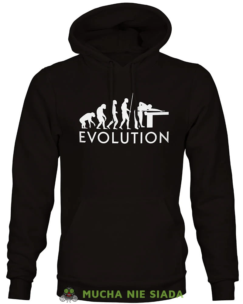bilard evolution, męska czarna bluza z kapturem, bluzy dla bilardzistów, bluza dla bilardzisty, bluza na bilard, dla chłopaka, dla męża, dla niego, na prezent, mucha nie siada, mns.jpg