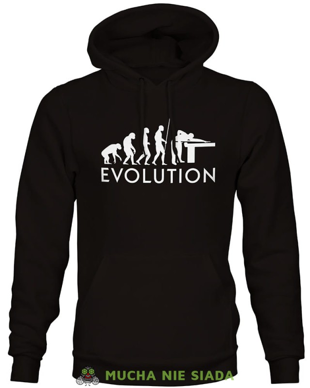 bilard evolution, męska czarna bluza z kapturem, bluzy dla bilardzistów, bluza dla bilardzisty, bluza na bilard, dla chłopaka, dla męża, dla niego, na prezent, mucha nie siada, mns.jpg