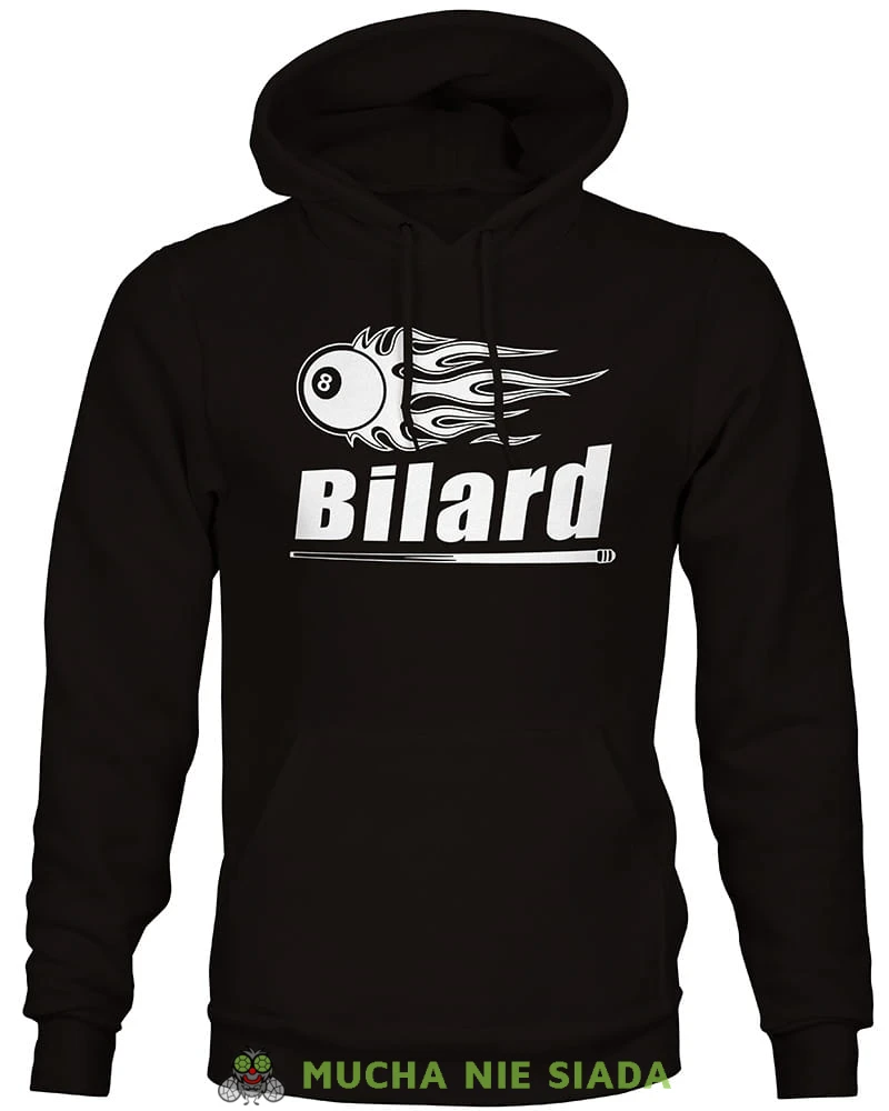 bilard hot ball, męska czarna bluza z kapturem, bluza dla bilardzisty, bluza na bilard, dla chłopaka, dla męża, dla niego, na prezent, mucha nie siada, mns.jpg