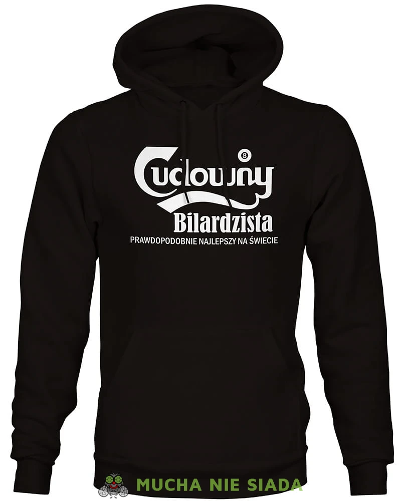 cudowny bilardzista, męska czarna bluza z kapturem, bluza dla bilardzisty, bluza na bilard, dla chłopaka, dla męża, dla niego, na prezent, mucha nie siada, mns.jpg