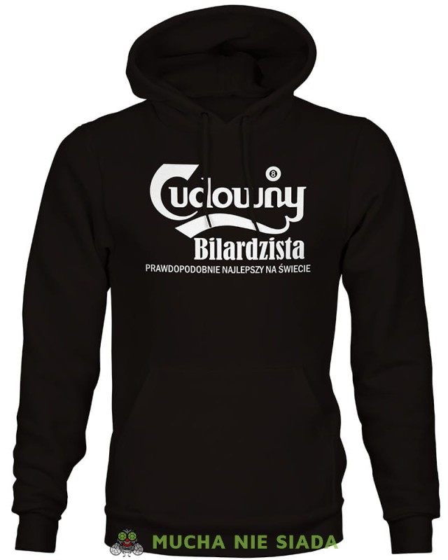 cudowny bilardzista, męska czarna bluza z kapturem, bluza dla bilardzisty, bluza na bilard, dla chłopaka, dla męża, dla niego, na prezent, mucha nie siada, mns.jpg