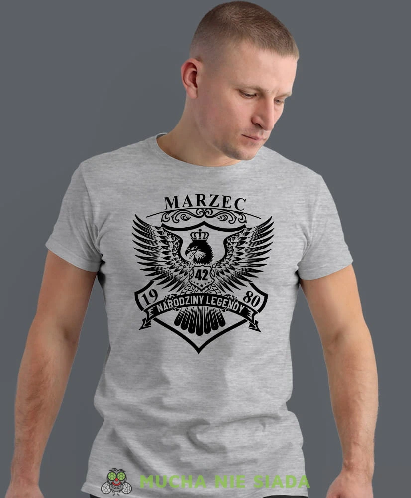 narodziny legendy orzeł,  szara męska koszulka urodzinowa, na urodziny, na prezent, fajna koszulka, dla chłopaka, dla męża, mucha nie siada, mns.jpg