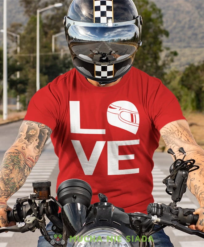 LOVE kask motocyklowy, czerwona koszulka motocyklowa męska, koszulka dla motocyklisty, na motocykl, na prezent dla miłośnika motocykli, motocykl.jpg