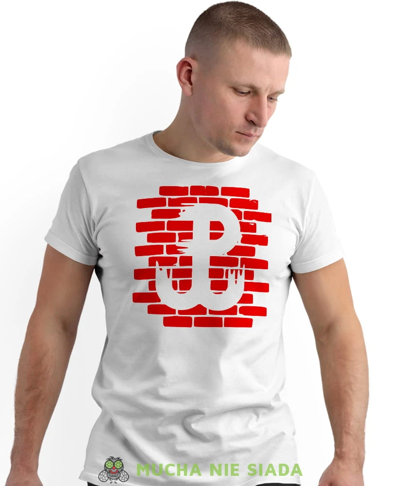 Polska Walcząca kotwica, biała męska koszulka z nadrukiem, koszulka patriotyczna, koszulki z grafiką patriotyczną, dla mężczyzny, dla chłopaka na prezent, koszulka Polska, koszulki Polska.jpg