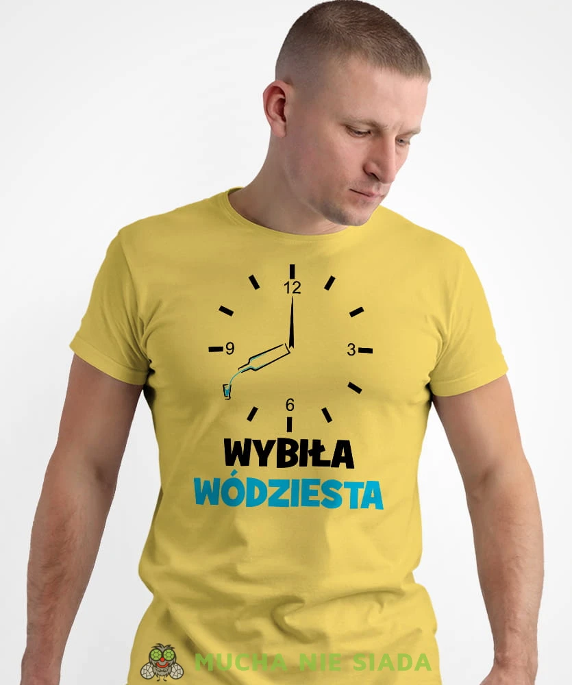 wybiła wódziesta, żółta męska koszulka z nadrukiem na co dzień, na prezent, fajna koszulka.jpg