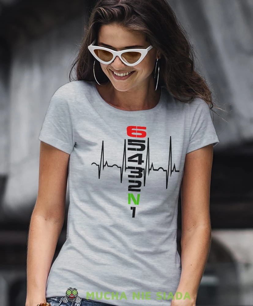 hearbeats jeden w dół pięć w górę, szara koszulka motocyklowa damska, koszulka dla motocyklistki, na motocykl, na prezent dla miłośniczki motocykli, motocykl.jpg