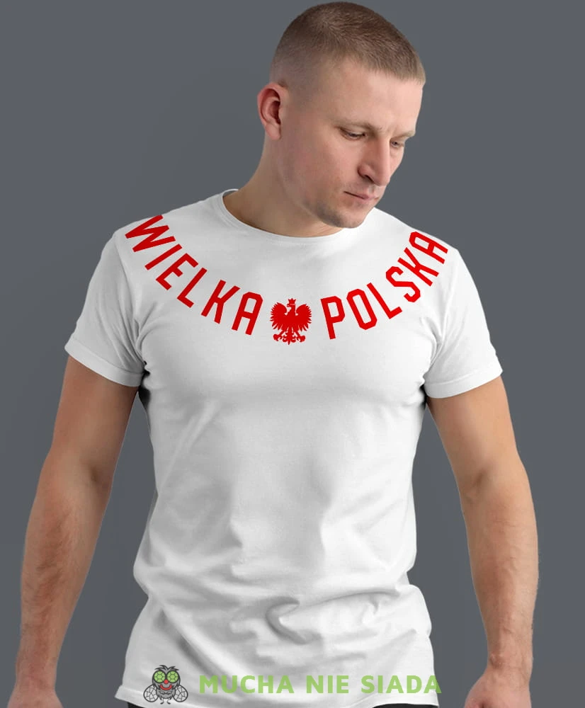Wielka Polska Orzeł polski, biała męska koszulka z nadrukiem, koszulka patriotyczna, koszulki z grafiką patriotyczną, dla mężczyzny, dla chłopaka na prezent, koszulka Polska, koszulki Polska.jpg