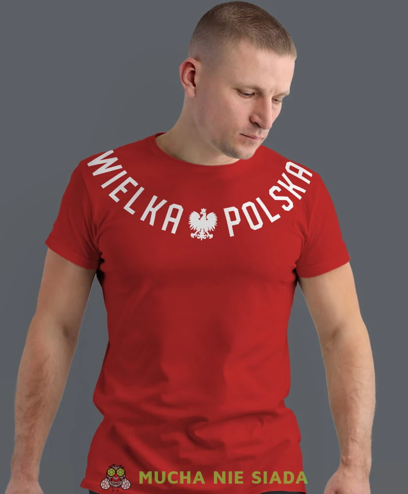 Wielka Polska Orzeł polski, czerwona męska koszulka z nadrukiem, koszulka patriotyczna, koszulki z grafiką patriotyczną, dla mężczyzny, dla chłopaka na prezent, koszulka Polska, koszulki Polska.jpg