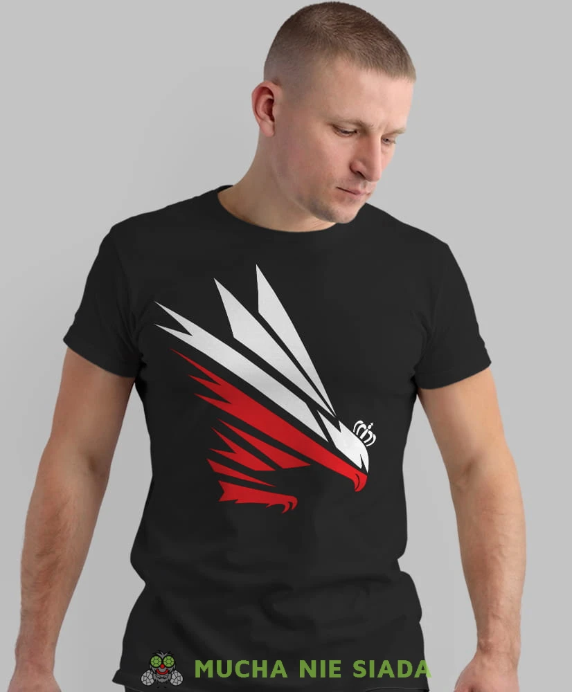 Orzeł  błyskawica, czarna męska koszulka, koszulka patriotyczna, koszulki z grafiką patriotyczną, dla mężczyzny, dla chłopaka na prezent, koszulka Polska, koszulki Polska.jpg