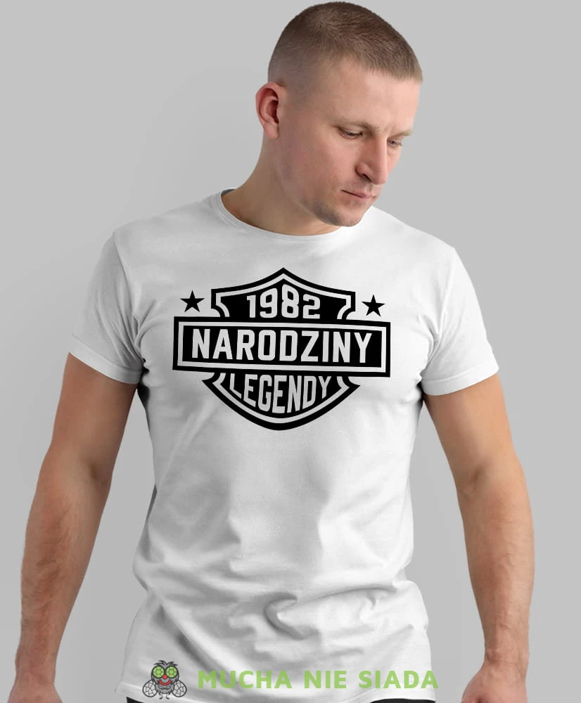 narodziny legendy, biała męska koszulka urodzinowa, na urodziny, na prezent, fajna koszulka, dla chłopaka, dla męża, mucha nie siada, mns.jpg