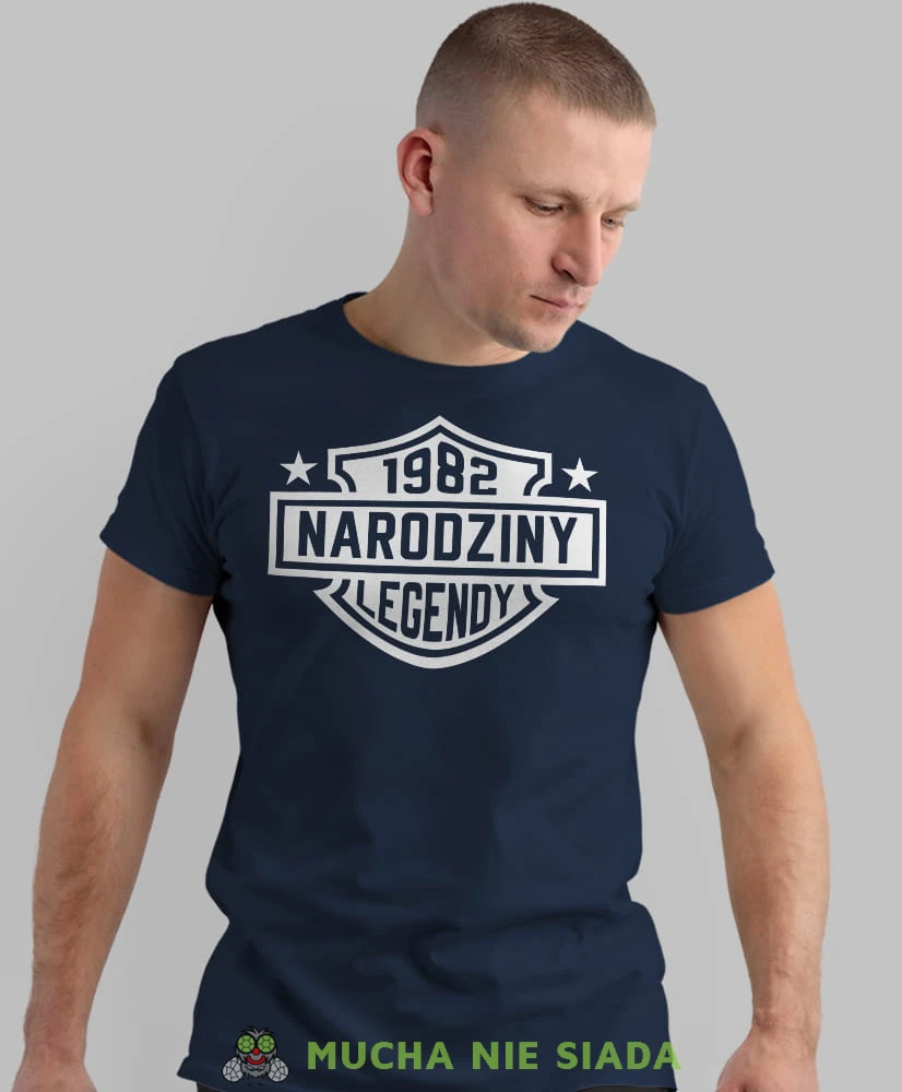 narodziny legendy, granatowa męska koszulka urodzinowa, na urodziny, na prezent, fajna koszulka, dla chłopaka, dla męża, mucha nie siada, mns.jpg