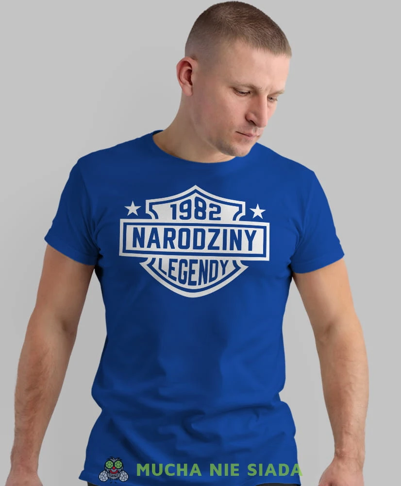 narodziny legendy, niebieska męska koszulka urodzinowa, na urodziny, na prezent, fajna koszulka, dla chłopaka, dla męża, mucha nie siada, mns.jpg