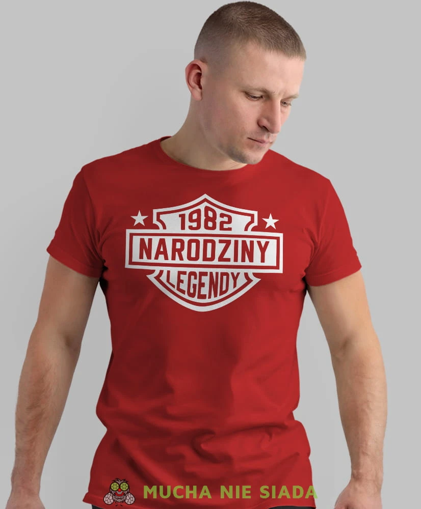 narodziny legendy, czerwona męska koszulka urodzinowa, na urodziny, na prezent, fajna koszulka, dla chłopaka, dla męża, mucha nie siada, mns.jpg