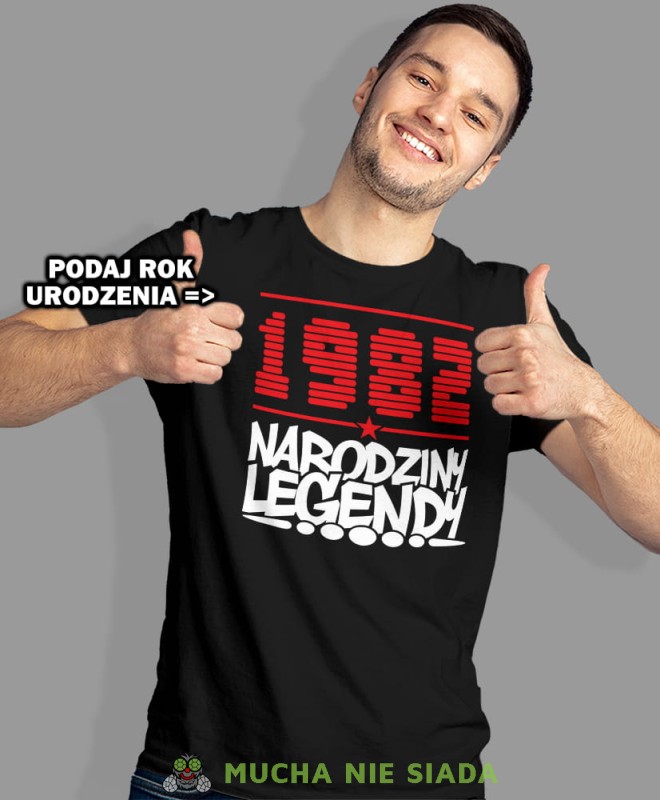 Narodziny legendy Rok urodzenia, czarna męska koszulka urodzinowa, na urodziny, na prezent, fajna koszulka, dla chłopaka, dla męża, mucha nie siada, opis.jpg