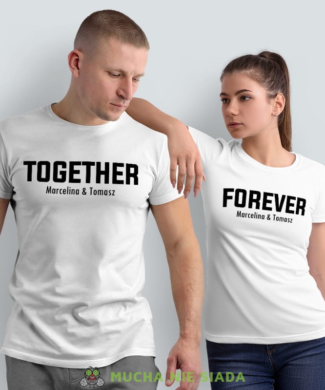Together Forever imiona, białe koszulki dla par, dla męża, dla żony, walentynki, fajne koszulki, t-shirty dla par, mucha nie siada, mns.jpg