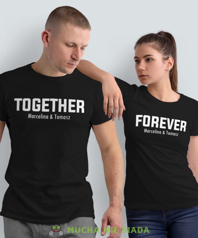 Together Forever imiona, czarne koszulki dla par, dla męża, dla żony, walentynki, fajne koszulki, t-shirty dla par, mucha nie siada, mns.jpg